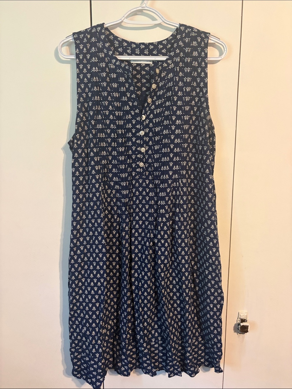 Sonoma Navy Sleeveless Mini Dress with White Floral Print